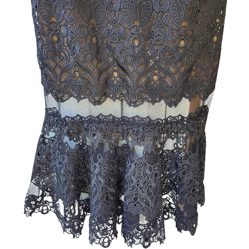 Jonathan Simkhai Strapless Lace Dress Womens 8 Black Mermaid Hem Bustier Midi